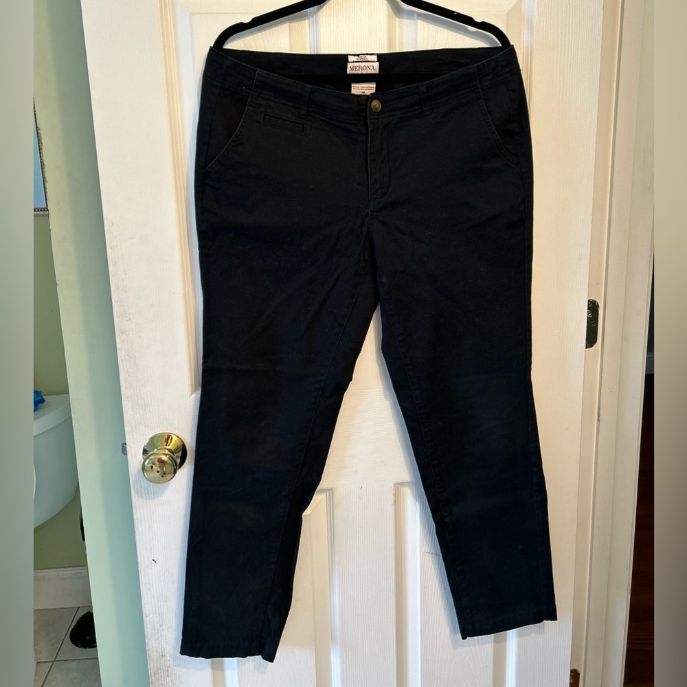 Black Straight Leg Cotton Chinos 10